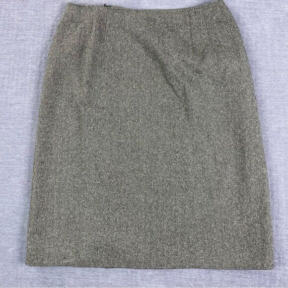 C’EST CITY Olive Green Tweed Silk Wool Blend Pencil Skirt Women’s Size 10 - Picture 3 of 8